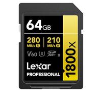 Lexar SDXC Professional 64GB 1800x UHS-II serie GOLD, Classe 10, U3, V60, per Registrazione video in 4K, nero