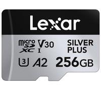 Lexar Silver Plus Scheda di memoria Micro SD da 256 GB fino a 205 MB/s, scheda di memoria flash microSDXC UHS-I con adattatore, C10, U3, A2, V30, Full HD, 4K UHD, scheda TF ad alta velocità per drone