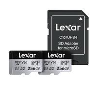Lexar Silver Plus - Scheda di memoria microSDXC professionale, 256 GB, UHS-I, C10, U3, V30, Full-HD e video 4K, fino a 205/150 MB/s in lettura/scrittura, per videografi e giocatori (LMSSIPL256G-B2ANU)