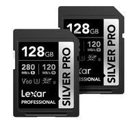 Lexar Silver Pro - Scheda di memoria SD professionale da 128 GB (2 pezzi), UHS-II, C10, U3, V60, Full HD, 4K, fino a 280 MB/s in lettura SDXC, per fotografi professionisti, videografi e appassionati