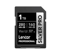 Lexar SILVER PRO Scheda SD 1TB, Scheda di memoria SD UHS-II, V60, U3, C10, Fino a 280MB/s in lettura, 160MB/s in scrittura, Scheda SDXC per DSLR/Fotocamera/Fotografo/Videografo (LSDSIPR001T-BNNNG)