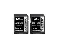 Lexar SILVER PRO Scheda SD 2x128GB, Scheda di memoria SD UHS-II, V60, U3, C10, Fino a 280MB/s in lettura, 120MB/s in scrittura, Scheda SDXC per DSLR/fotocamera/fotografo/videografo (LSDSIPR128G-B2NAA)