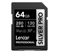 Lexar Silver Pro SD Scheda SD 64GB, Scheda di memoria UHS-II, V60, U3, C10, Scheda SDXC, Fino a 280 MB/s di lettura, per Fotografi Professionisti, Videografi, Appassionati (LSDSIPR064G-BNNAA)