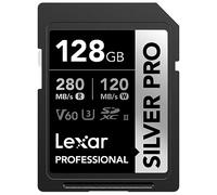 Lexar Silver Pro SDXC - Scheda di memoria professionale da 128 GB, UHS-II, C10, U3, V60, video Full HD e 4K, lettura fino a 280 MB/s, per fotografi professionisti, videografi e appassionati