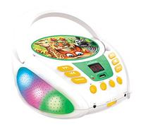Lexibook Animali della giungla - Lettore CD Bluetooth per bambini - Portatile, Effetti multicolore, Jack per microfono, AUX IN, AC o batterie, Ragazze, Ragazzi, Bianca, RCD109ANX