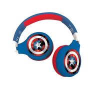 Lexibook Avengers Marvel Cuffie Bluetooth 2-in-1 per bambini - Stereo senza fili cablato, cassaforte per bambini per ragazze, pieghevole, regolabile, rosso/blu, HPBT010AVLXB