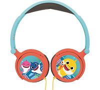 Lexibook, Baby Shark, Cuffie stereo, volume sicuro per bambini, pieghevoli e regolabili, blu/arancio, HP015BS