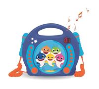 Lexibook Baby Shark Nickelodeon -Lettore CD Karaoke con 2 microfoni integrati, Funzione di programmazione, Jack per cuffie, per i bambini, AC o batterie, blu/arancione, RCDK100BS