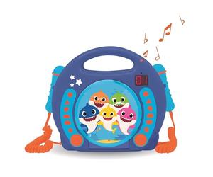 Lexibook Baby Shark Nickelodeon -Lettore CD Karaoke con 2 microfoni integrati, Funzione di programmazione, Jack per cuffie, per i bambini, AC o batterie, blu/arancione, RCDK100BS