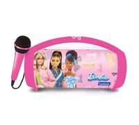 Lexibook - Barbie - Altoparlante luminoso senza fili con microfono, suono stereo, funzione Karaoke, porte USB e per schede SD, batteria ricaricabile, maniglia per portarlo ovunque, Rosa, BTP585BBZ