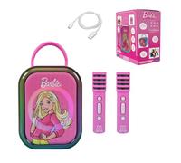 Lexibook, Barbie, Karaoke Bluetooth, microfoni Wireless, Rosa, BTC030BBLXB | Karaoke Bluetooth con 2 microfoni wireless, batteria ricaricabile e facile accoppiamento del dispositivo, portatile