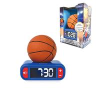 Lexibook, Basketball, Sveglia notturna a forma di pallone da basketball, suoni e melodie, schermo LCD retroilluminato, luminoso, Snooze, blu/arancio, RL800BALXB