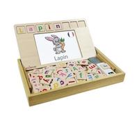 LEXIBOOK - Bio Toys Scuola di parole, bilingue francese/inglese, legno, 50 carte, alfabeto, gioco educativo, EDU100i1