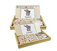 Lexibook, Bio Toys, Scuola di parole, spagnolo bilingue/inglese, gioco di legno, 50 carte di parola, alfabeto, gioco educativo, EDU100i2