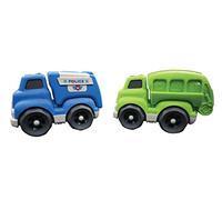 Lexibook, Bio Toys, Set di macchinine parzialmente in Fibra di Grano, Camion della Polizia e Camion dei rifiuti, Blu/Verde, BIOC06