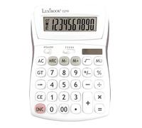 Lexibook - Calcolatrice da Ufficio a 10 cifre con Schermo Inclinato - Funzione di Base e Memoria - Tasti e Schermo Grandi per Ufficio, Scuola, casa - Solare e batterie - Bianco/Grigio - C210LXB