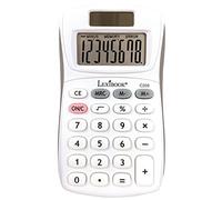 Lexibook, Calcolatrice tascabile a 8 cifre, funzioni di base e di memoria, tasti in silicone morbido per ufficio, scuola, casa, energia solare e batterie, bianco/grigio, C208