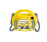 Lexibook, Cattivissimo me Minions, Lettore CD portatile con microfoni, lettore musicale, ripetizione e programmazione, karaoke, jack per cuffie, giallo, RCDK100DES