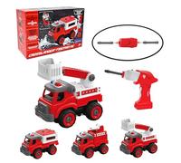 Lexibook, Crosslander Fireman RC, Camion dei Pompieri radiocomandato da assemblare, 3 Costruzioni possibili, 33 Pezzi, Cacciaviti elettrici e manuali Inclusi, Colore Rosso, Taglia Unica, RCP25