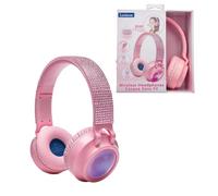 Lexibook, Cuffia Luminosa Pieghevole Bluetooth® e cablata, Design 3D con Strass Rosa e limitatore di Volume, Rosa, HPBT015PKLXB