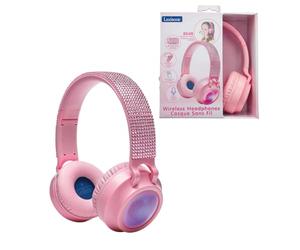 Lexibook, Cuffia Luminosa Pieghevole Bluetooth® e cablata, Design 3D con Strass Rosa e limitatore di Volume, Rosa, HPBT015PK