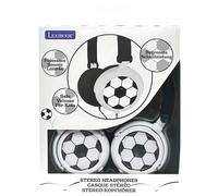 Lexibook Cuffie stereo Football HP015FO, volume sicuro per bambini, pieghevoli, Nero/Bianco