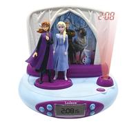 Lexibook Disney Frozen 2 Elsa & Anna, Orologio Sveglia con proiettore, Luce Notturna, prejettare l'ora sul soffito, effeti sonori, batterie, Blu/Porpora, RP510FZLXB