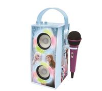 Lexibook Disney Frozen - Altoparlante portatile Bluetooth con microfono, effetti di luce, karaoke, wireless, USB, scheda SD, batteria ricaricabile, blu/viola, BTP180FZZLXB