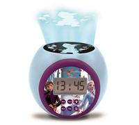Lexibook - Disney Frozen Sveglia con proiettore Anna Elsa con Funzione Snooze, Luce Notturna con Timer, Schermo LCD, a Batteria, Blu/Viola, RL977FZLXB