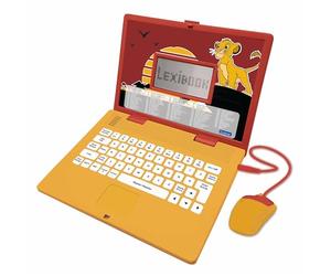 Lexibook, Disney Il Re Leone, Computer educativo bilingue Francese/Inglese, Giocattolo per Bambini con 124 attività di Lingua, Scrittura, Matematica, logica, Musica e Giochi, Giallo/Rosso, JC598ANi1
