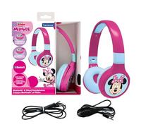 Lexibook - Disney Junior Minnie - Auricolare Bluetooth e Via Cavo 2 in 1 con Microfono e Pulsante di Controllo, Batteria Ricaricabile a Lunga Durata HPBT010MNLXB