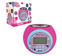 Lexibook, Disney Minnie, Sveglia-proiettore con allarme e funzione snooze, luce notturna con timer, schermo LCD, a batteria, rosa, RL977MN