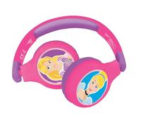 Lexibook Disney Principessa Cuffie Bluetooth 2-in-1 per Bambini - Stereo Senza Fili cablato, cassaforte per Bambini per Ragazze, Pieghevole, Regolabile, HPBT010DPLXB