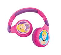 Lexibook Disney Principessa Cuffie Bluetooth 2-in-1 per bambini - Stereo senza fili cablato, cassaforte per bambini per ragazze, pieghevole, regolabile, HPBT010DP