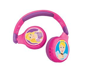 Lexibook Disney Principessa Cuffie Bluetooth 2-in-1 per bambini - Stereo senza fili cablato, cassaforte per bambini per ragazze, pieghevole, regolabile, HPBT010DP