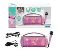 Lexibook, Disney Stitch, Altoparlante wireless luminoso Angel con microfono, suono stereo, karaoke, porte USB e per schede SD, batteria ricaricabile, maniglia per il trasporto, rosa, BTP585D1Z