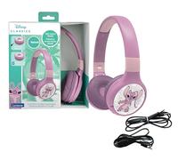 Lexibook, Disney Stitch, Angel Cuffie Bluetooth e via cavo 2 in 1 con microfono e pulsanti di controllo, pieghevoli e regolabili, batteria ricaricabile di lunga durata, rosa, HPBT010D1