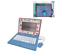 LEXIBOOK, Disney Stitch, Computer educativo bilingue spagnolo/inglese, giocattolo per bambini, 170 attività per imparare, giocare e musica, grande schermo, blu, JC599Di2LXB