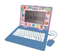 Lexibook, Disney Stitch, Laptop bilingue ed educativo INGLESE/SPAGNOLO, giocattolo per bambini, 170 attività da imparare, giocare e musica, schermo grande, blu, JC599Di2