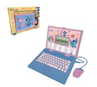 Lexibook, Disney Stitch, Computer portatile educativo bilingue, 124 attività (inglese e francese), schermo da 2,8 pollici, tastiera e mouse reale, apprendimento e giochi, rosa e blu, JC498DI1