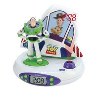 Lexibook Disney Toy Story Buzz & Woody Radiosveglia con proiettore, luce notturna, prejettare l'ora sul soffito, effeti sonori, funziona a batterie, Bianco/Verde, RP505TS
