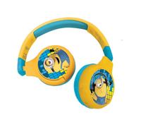 Lexibook, Dumma mej Minioner, 2-i-1 Bluetooth-hörlurar Stereo trådlösa med sladd, barnsäker volym, vikbara, justerbara, gula, HPBT010DES