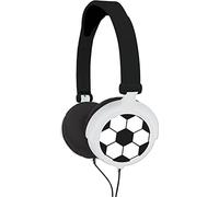 Lexibook-hp015fo Cuffie Stereo Football, Alimentazione a Misura di Bambino, Pieghevole e Regolabile, Nero/Bianco, Colore, HP015FO