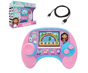 Lexibook, Gabby e Casa Magica, Power Console, Console di gioco educativo bilingue francese/inglese con 100 attività, schermo a colori, JCG100GDHi1, Rosa/Blu