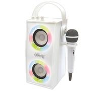 Lexibook iParty - Altoparlante Portatile Bluetooth con Microfono, Effetti di Luce, Karaoke, Wireless, USB, Scheda SD, Batteria Ricaricabile, Bianco, BTP180ZLXB