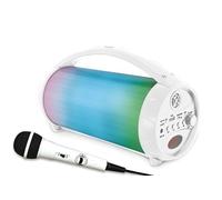 Lexibook iParty - Altoparlante Portatile Bluetooth con Microfono, Stereo, Effetti di Luce, Karaoke, Wireless, Radio FM, USB, Scheda SD, Batteria Ricaricabile, Bianco, BTP585ZLXB