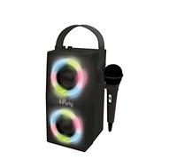 Lexibook Lexibook-BTP180BKZ iParty-Altoparlante Portatile Bluetooth con Microfono, Effetti di Luce, Karaoke, Wireless, USB, Scheda SD, Batteria Ricaricabile, Nero, Colore, Taglia Unica