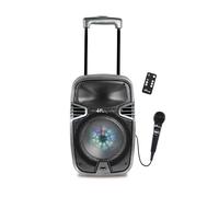 Lexibook IParty Karaoke Bluetooth®, su Ruote con Effetti di Luce e Microfono Inclusi, Batteria Ricaricabile, Nero/Argento, K8250LXB