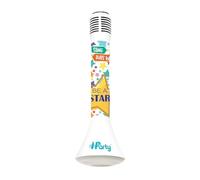 Lexibook iParty Karaoké Micro Star Bluetooth®con Funzione commutatore vocale, Microfono per Canto, Altoparlante Luminoso Incorporato 5W, Ingresso Micro SD, Bianco/Blu, MIC210LXB