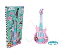 Lexibook, La casa delle bambole di Gabby, Chitarra elettronica con microfono e occhiali per cantare con stile, 2 modalità di gioco, canzoni demo, effetti luce, Rosa/blu, K260GDH